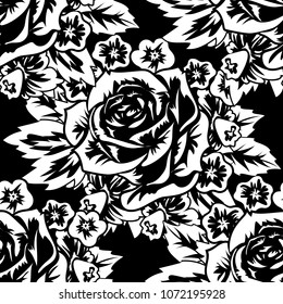 seamless monochrome pattern of flowers for greeting cards, background, price tags
