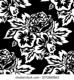 seamless monochrome pattern of flowers for greeting cards, background, price tags