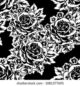 seamless monochrome pattern of flowers for greeting cards, background, price tags