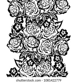 seamless monochrome pattern of flowers for greeting cards, background, price tags