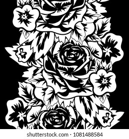 seamless monochrome pattern of flowers for greeting cards, background, price tags