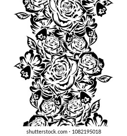 seamless monochrome pattern of flowers for greeting cards, background, price tags