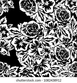 seamless monochrome pattern of flowers for greeting cards, background, price tags