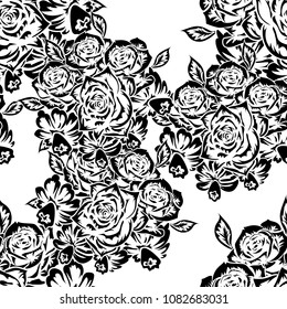 seamless monochrome pattern of flowers for greeting cards, background, price tags