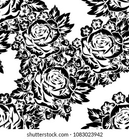seamless monochrome pattern of flowers for greeting cards, background, price tags