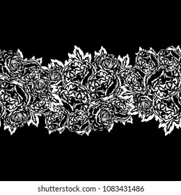seamless monochrome pattern of flowers for greeting cards, background, price tags