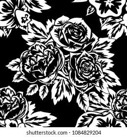 seamless monochrome pattern of flowers for greeting cards, background, price tags