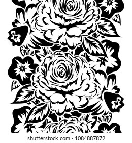 seamless monochrome pattern of flowers for greeting cards, background, price tags
