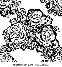 seamless monochrome pattern of flowers for greeting cards, background, price tags