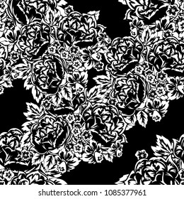 seamless monochrome pattern of flowers for greeting cards, background, price tags