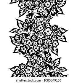 seamless monochrome pattern of flowers for greeting cards, background, price tags
