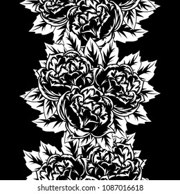 seamless monochrome pattern of flowers for greeting cards, background, price tags