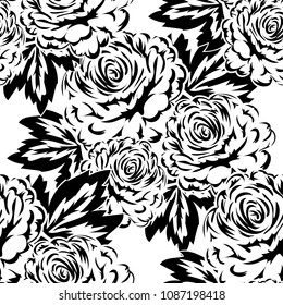 seamless monochrome pattern of flowers for greeting cards, background, price tags
