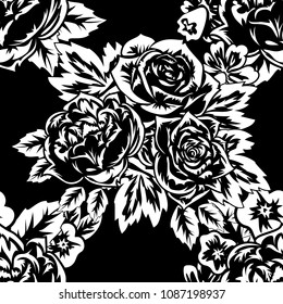 seamless monochrome pattern of flowers for greeting cards, background, price tags