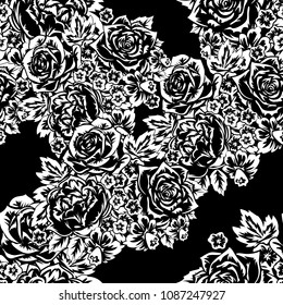 seamless monochrome pattern of flowers for greeting cards, background, price tags
