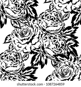 seamless monochrome pattern of flowers for greeting cards, background, price tags