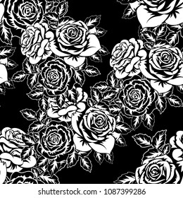 seamless monochrome pattern of flowers for greeting cards, background, price tags