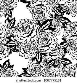 seamless monochrome pattern of flowers for greeting cards, background, price tags