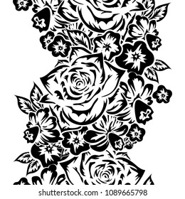 seamless monochrome pattern of flowers for greeting cards, background, price tags