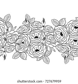 seamless monochrome pattern of flowers for greeting cards, background, price tags