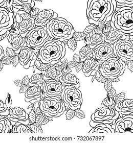 seamless monochrome pattern of flowers for greeting cards, background, price tags