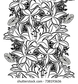 seamless monochrome pattern of flowers for greeting cards, background, price tags