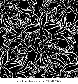 seamless monochrome pattern of flowers for greeting cards, background, price tags