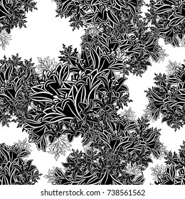 seamless monochrome pattern of flowers for greeting cards, background, price tags