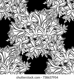 seamless monochrome pattern of flowers for greeting cards, background, price tags