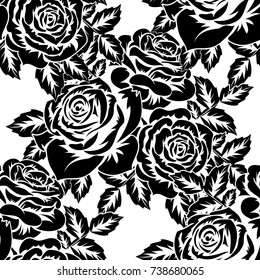 seamless monochrome pattern of flowers for greeting cards, background, price tags