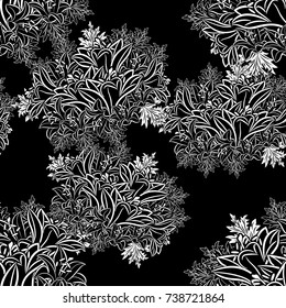 seamless monochrome pattern of flowers for greeting cards, background, price tags