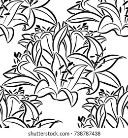 seamless monochrome pattern of flowers for greeting cards, background, price tags