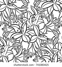 seamless monochrome pattern of flowers for greeting cards, background, price tags