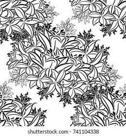 seamless monochrome pattern of flowers for greeting cards, background, price tags