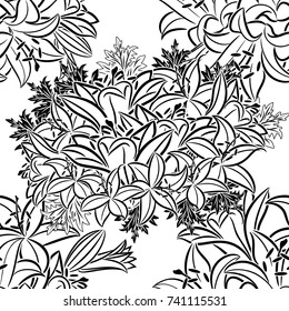 seamless monochrome pattern of flowers for greeting cards, background, price tags