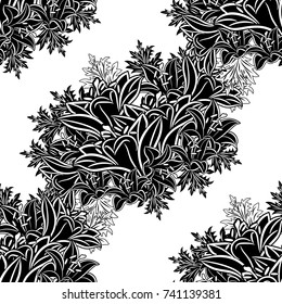 seamless monochrome pattern of flowers for greeting cards, background, price tags