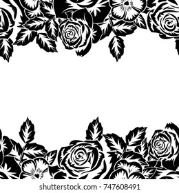 seamless monochrome pattern of flowers for greeting cards, background, price tags