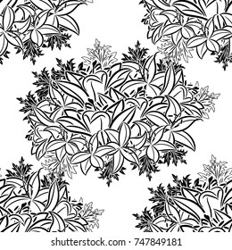 seamless monochrome pattern of flowers for greeting cards, background, price tags