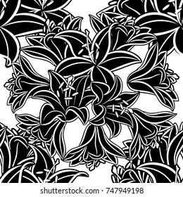 seamless monochrome pattern of flowers for greeting cards, background, price tags