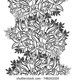 seamless monochrome pattern of flowers for greeting cards, background, price tags