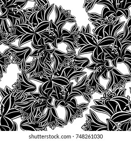seamless monochrome pattern of flowers for greeting cards, background, price tags