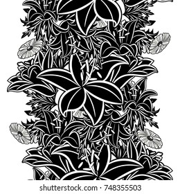 seamless monochrome pattern of flowers for greeting cards, background, price tags