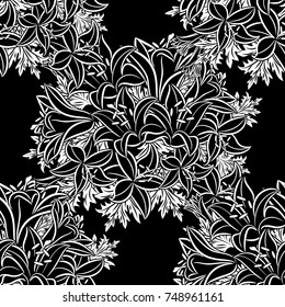 seamless monochrome pattern of flowers for greeting cards, background, price tags