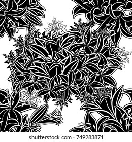 seamless monochrome pattern of flowers for greeting cards, background, price tags