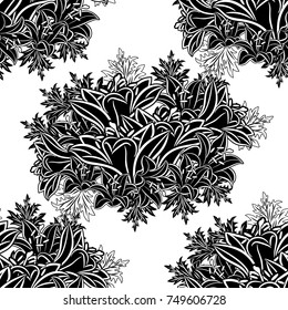 seamless monochrome pattern of flowers for greeting cards, background, price tags