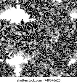 seamless monochrome pattern of flowers for greeting cards, background, price tags