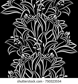 seamless monochrome pattern of flowers for greeting cards, background, price tags
