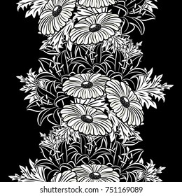 seamless monochrome pattern of flowers for greeting cards, background, price tags