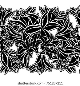 seamless monochrome pattern of flowers for greeting cards, background, price tags
