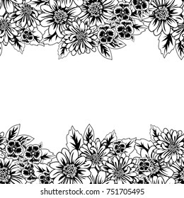 seamless monochrome pattern of flowers for greeting cards, background, price tags